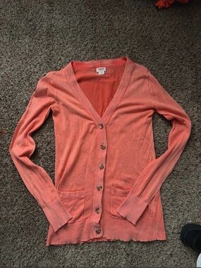 Mossimo Supply Co. Coral V-Neck Button Front Cardigan